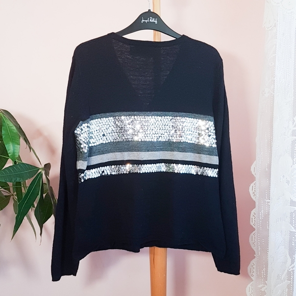 Black and Gray Rino Rossi sequin cardigan - Picture 4 of 7